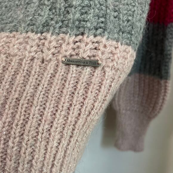 Abercombie & Fitch Wool Blend Color Block Crewneck Cozy Sweater Size M - Picture 5 of 7